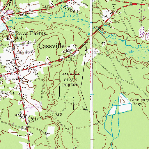 Topographic Map of Jackson State Forest, NJ