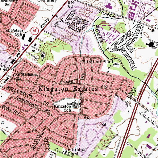 Topographic Map of Kingston Estates, NJ