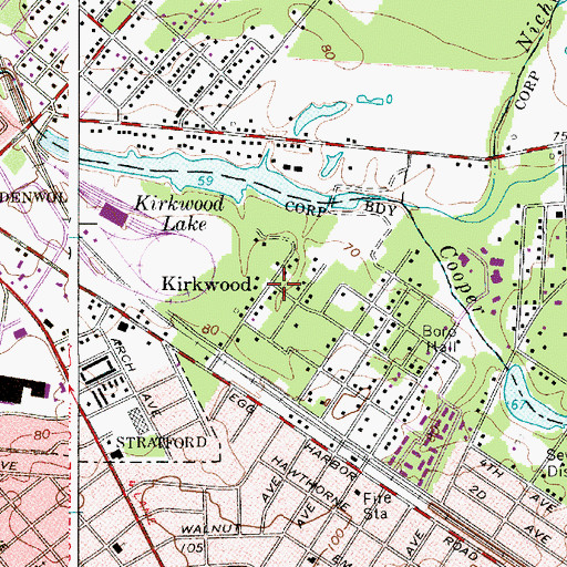 Topographic Map of Kirkwood, NJ
