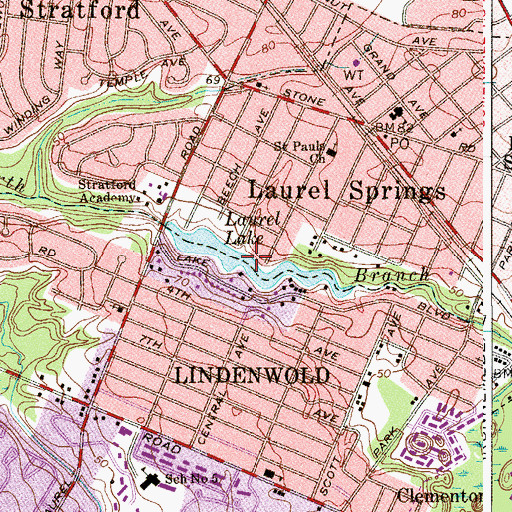 Topographic Map of Laurel Lake, NJ