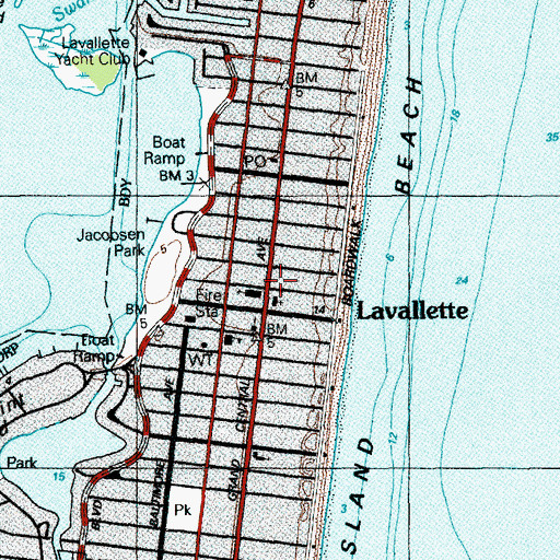 Topographic Map of Lavallette, NJ