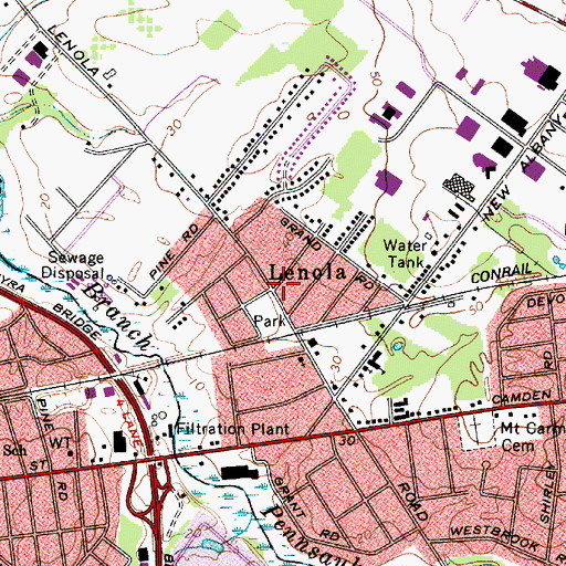 Topographic Map of Lenola, NJ