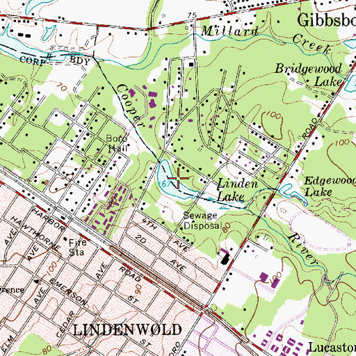 Topographic Map of Linden Lake, NJ