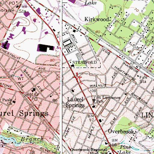 Topographic Map of Lindenwold, NJ