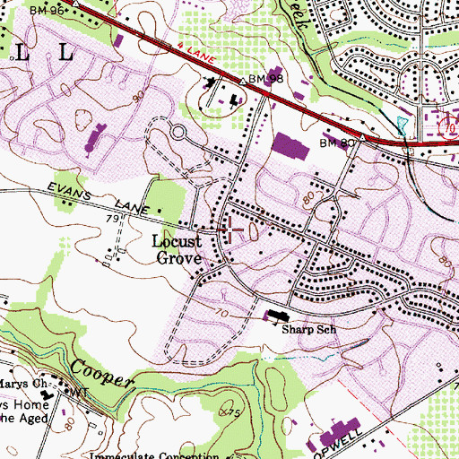 Topographic Map of Locust Grove, NJ
