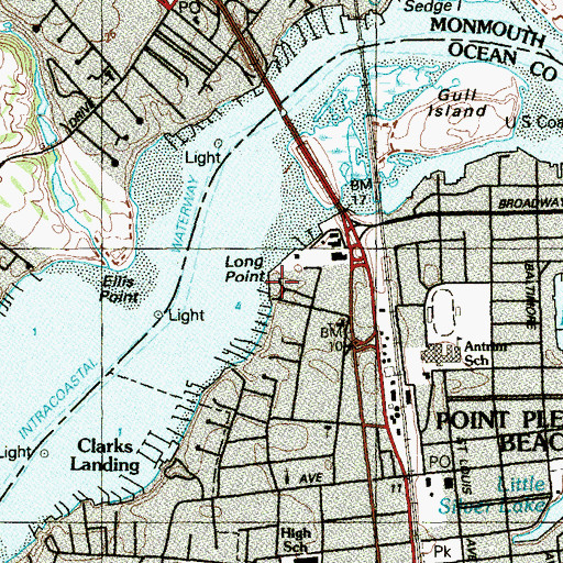 Topographic Map of Long Point, NJ