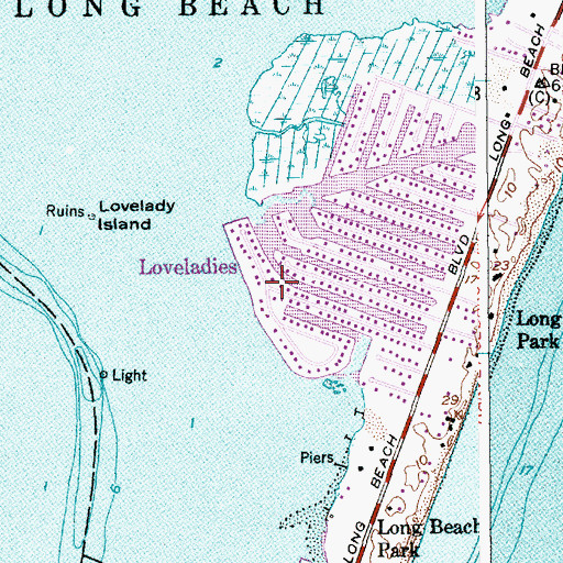 Topographic Map of Loveladies, NJ