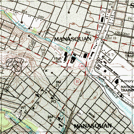 Topographic Map of Manasquan, NJ