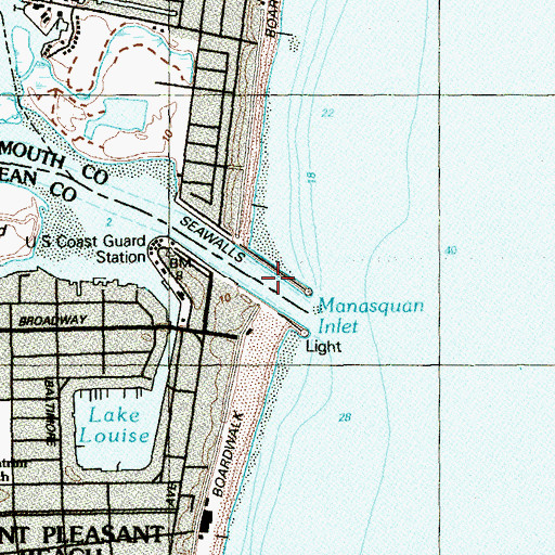 Topographic Map of Manasquan Inlet, NJ