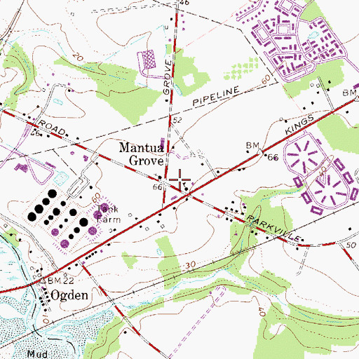 Topographic Map of Mantua Grove, NJ