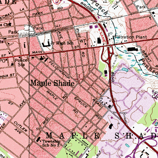 Topographic Map of Maple Shade, NJ