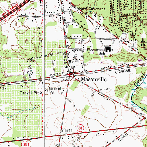 Topographic Map of Masonville, NJ