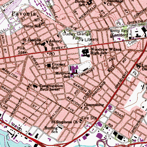 Topographic Map of McGraw Elementary School, NJ