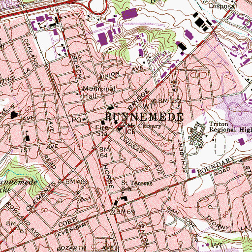 Topographic Map of Mount Calvary Church, NJ