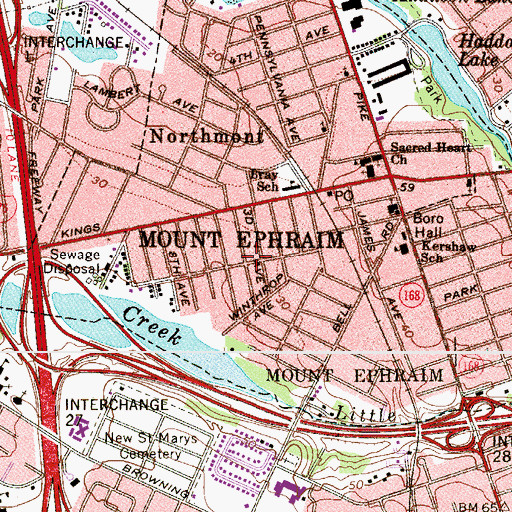 Topographic Map of Mount Ephraim, NJ
