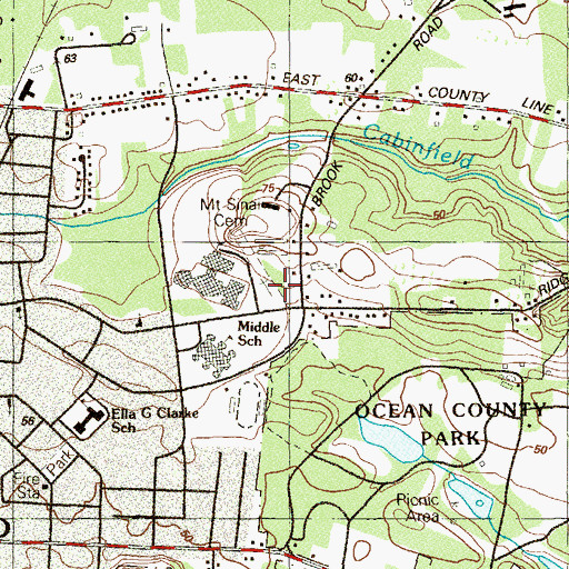 Topographic Map of Mount Sinai Cemetery, NJ