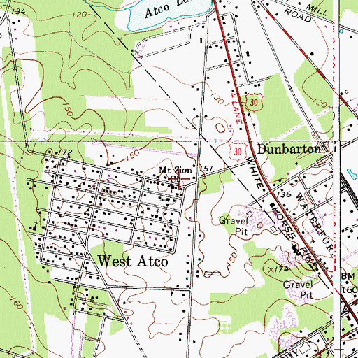 Topographic Map of Mount Zion Church, NJ