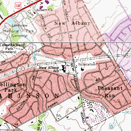 Topographic Map of New Albany Elementary School, NJ