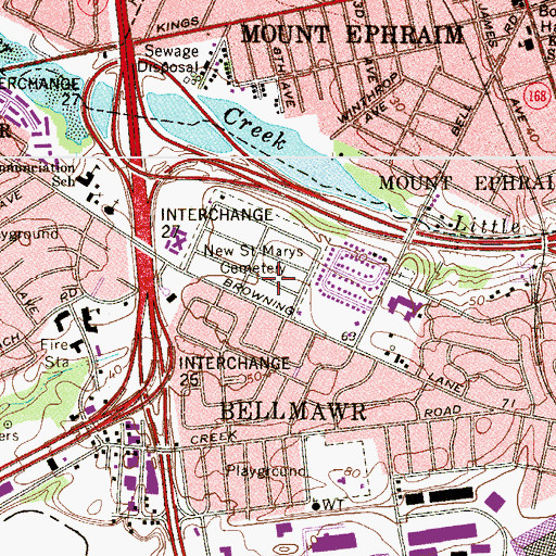 Topographic Map of New Saint Marys Cemetery, NJ