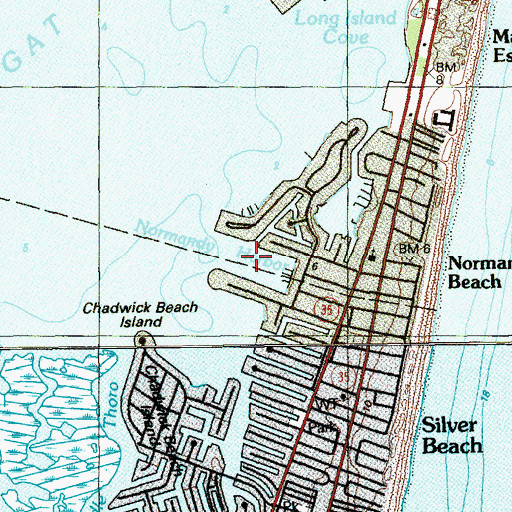Topographic Map of Normandy Harbor, NJ