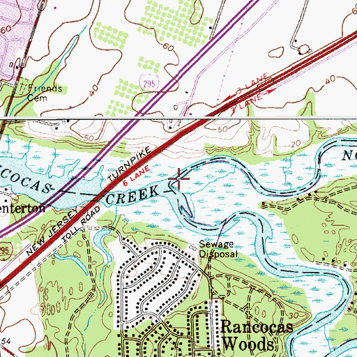 Topographic Map of North Branch Rancocas Creek, NJ