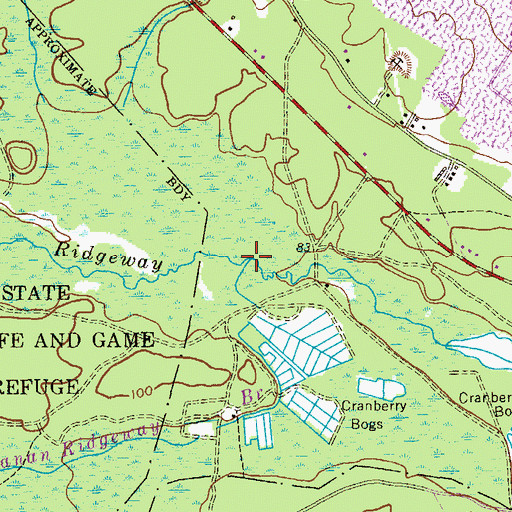 Topographic Map of Obhonan Ridgeway Branch, NJ