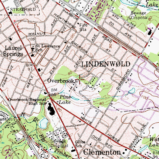 Topographic Map of Overbrook, NJ