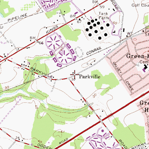 Topographic Map of Parkville, NJ