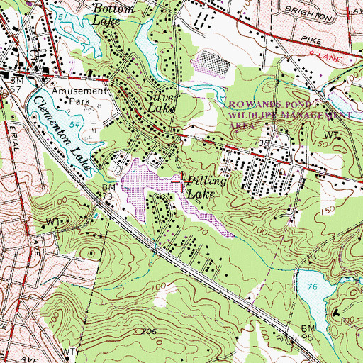 Topographic Map of Pilling Lake, NJ