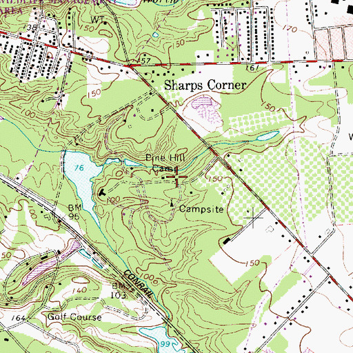 Topographic Map of Pine Hill Camp, NJ