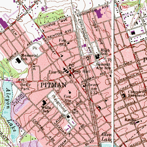Topographic Map of Pitman, NJ