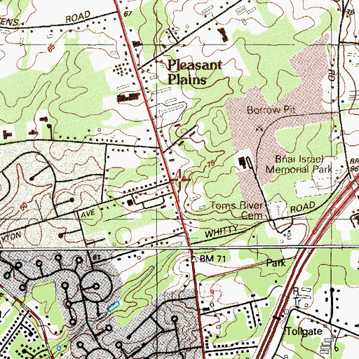 Topographic Map of Pleasant Plains, NJ
