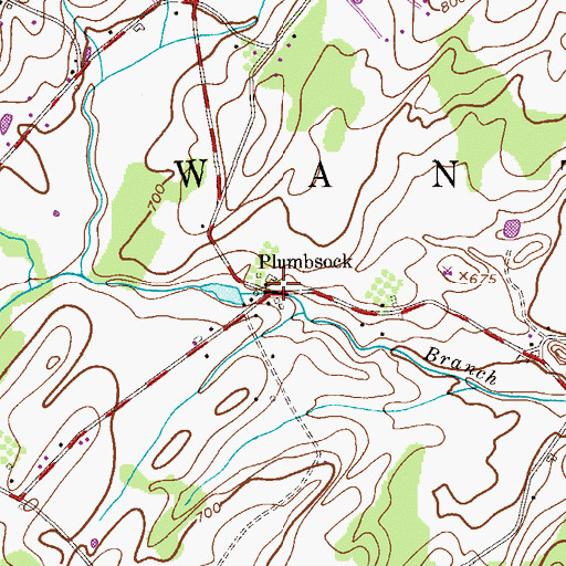 Topographic Map of Plumbsock, NJ