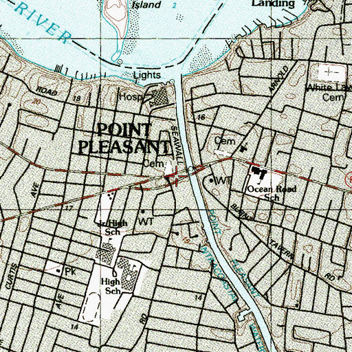 Topographic Map of Point Pleasant, NJ