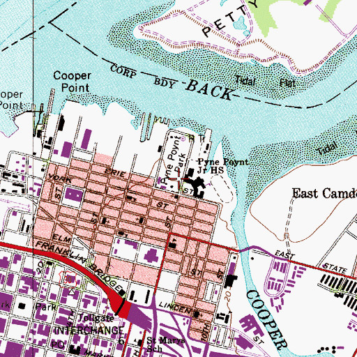 Topographic Map of Pyne Poynt Park, NJ