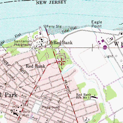 Topographic Map of Red Bank, NJ
