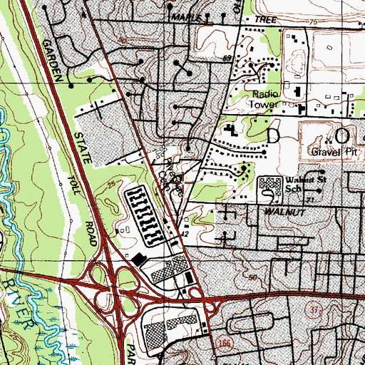 Topographic Map of Riverside Cemetery, NJ