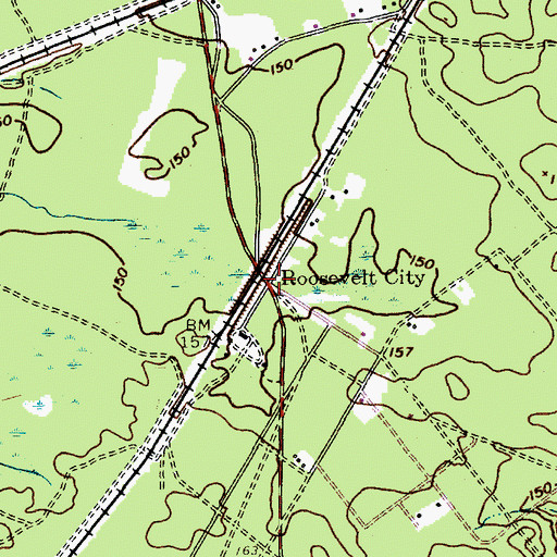 Topographic Map of Roosevelt City, NJ