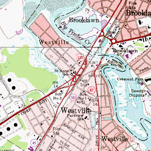 Topographic Map of Saint Anns School, NJ