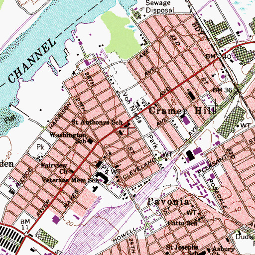 Topographic Map of Saint Anthony of Padua School, NJ