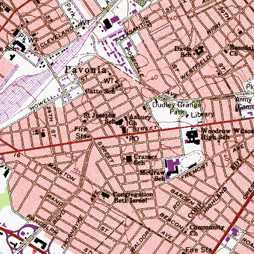 Topographic Map of Saint Joseph Procathedral School, NJ