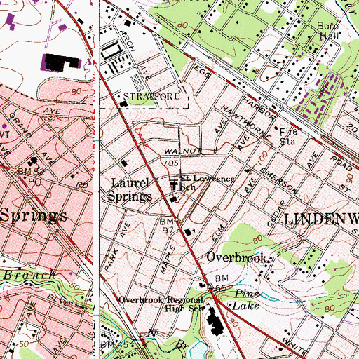 Topographic Map of Saint Lawrence Regional School, NJ
