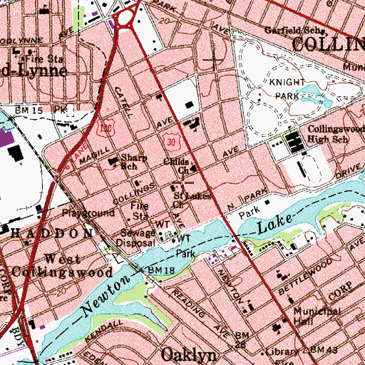 Topographic Map of Saint Lukes Church, NJ