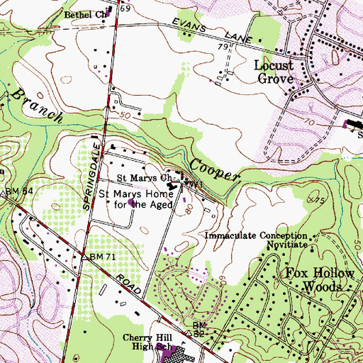 Topographic Map of Saint Marys Home for the Aged, NJ