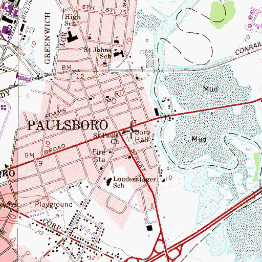 Topographic Map of Saint Pauls Church, NJ