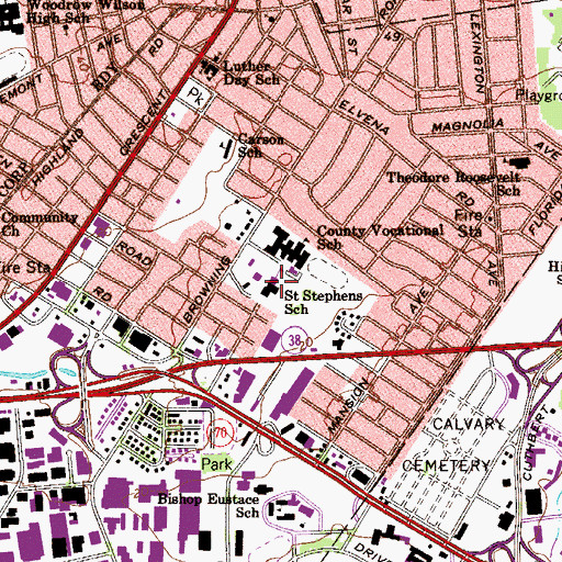 Topographic Map of Saint Stephens School, NJ