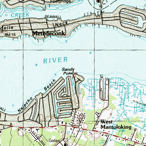 Topographic Map of Sandy Point, NJ