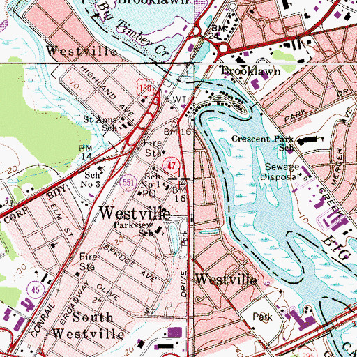 Topographic Map of School Number 1, NJ
