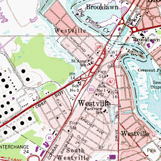 Topographic Map of School Number 3, NJ