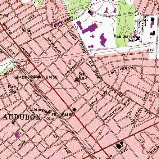 Topographic Map of Haviland Avenue Elementary School, NJ